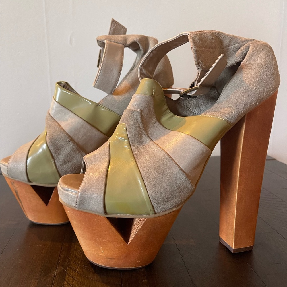 Jeffrey Campbell Green and Baby Blue Platform Heels